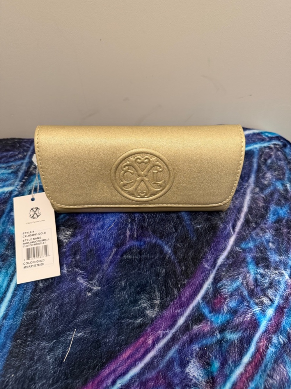 Christian Lacroix Gold Women’s Clutch Wallet with Embossed Logo